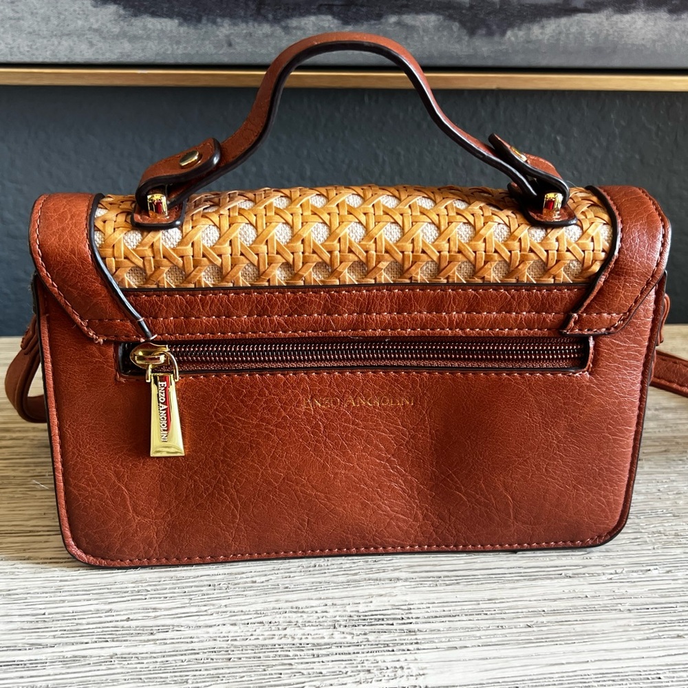 Enzo Angiolini Woven Brown and Tan Crossbody Bag - Picture 4 of 13